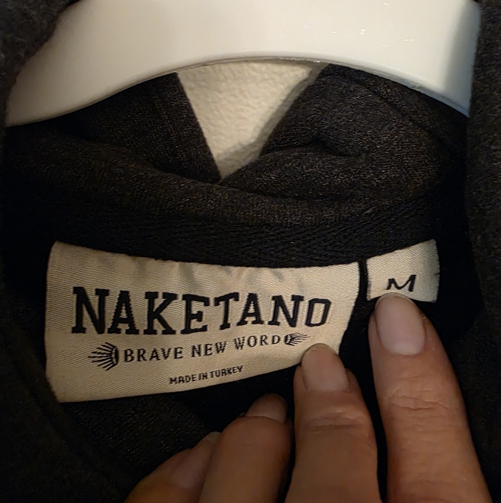 Naketano Fleece Cowl Neck Hoodie Medium Charcoal Gray - Picture 2 of 12